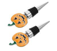 Ipetboom 2 Piezas Unidades Tapones de Vino con Diseño de Calabaza para Halloween Selladores de Botellas de Zinc Fundido Reutilizables y Herméticos para para Cocina y Bar Fiestas