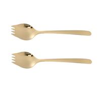 Ipetboom 2 piezas Utensilios de Acero Inoxidable Spork Multifuncional con Mango para Servir Ensalada Pasta y Postres Aptos para Uso Exteriores y Limpieza Lavavajillas