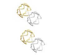 Ipetboom 2 Series Anillo Abierto Amar Anillos Minimalistas Para Mujer Anillos De Femeninos Corazones Anillo De Mujer De Chicas Cobre 2 Piezas*2