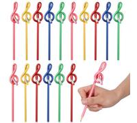 Ipetboom 20 Lápices Escolares Forma de Nota Musical Colores Surtidos Verde Rojo Rosa Azul Amarillo Núcleo Negro Lápices Borrador para Estudiantes