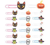 Ipetboom 20 Piezas Clips de Papel Reutilizables y Portátiles Diseño de Calavera para Marcar Libros en Ocasiones Festivas de Halloween Adhesivo Flexible Decorativo