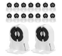 Ipetboom 20 Portalámparas para Tubos Fluorescentes Tipo Lineal Base de Lámpara ABS Contacto de Cobre Resistentes al Calor Compatibles para Conversión LED Hogar Oficina y Sótanos
