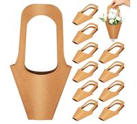 Ipetboom 20 Unidades Bolsas de Papel Kraft para Envolver Flores Asa, Prácticas y Elegantes para Embalaje de Ramos en Aniversarios y Graduaciones