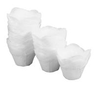 Ipetboom 200 Cápsulas de Papel para Magdalenas Tulipán Tamaño Mediano Moldes Antigrasa de Papel Pergamino Blanco Envoltorios para Cupcakes Ideales para Hornear Pasteles y Postres