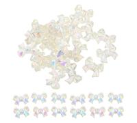 Ipetboom 200 Piezas Resin Bow Nail Charms Iridescent Bowknot Nail Art Decoration For DIY Halloween Christmas Wedding Women Teens Manicure Accessories