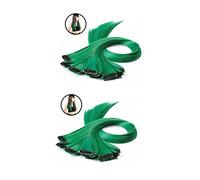Ipetboom 20piezas Extensiones De Cabello Sintéticas De Clip Verde Adornos Coloridos Ligeras y Reutilizables Transformación Rápida Del Look y Comodidad Día