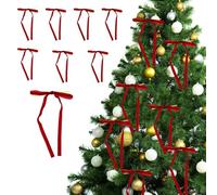 Ipetboom 24 Lazos Decorativos para Árbol de Navidad 24 Piezas de Lazos Vintage Alambre Flexible Color Rojo Ideales para Decoración Navideña y Fiestas Festivas