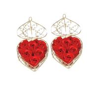 Ipetboom 2juegos Flor De Jabón De Rosa Cesta De Rosas Flor De San Valentín Decoración Floral Artesanía Floral para Mujeres con Cesta De Hierro