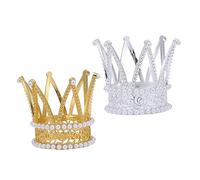Ipetboom 2piezas Adornos De Para Decoración De Pastel Coronas De Perlas Doradas y Plateadas Para Fiestas De Cumpleaños Bodas y Showers