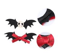 Ipetboom 2piezas Clip Lateral de Horquilla Alas de Demonio Accesorios Góticos Cabello Negras para Adornos de Halloween y Horquillas Forma de Calavera Estilo Aleatorio