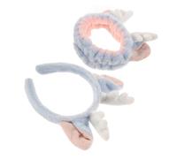 Ipetboom 2piezas Cute Deer Antlers Headband Plush Furry Ear Makeup Headband Set Para Cuidado Facial y Lavado De Cara Para Spa y Uso Diario
