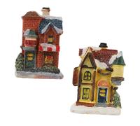 Ipetboom 2piezas Decoración Navideña Luminosa para Casa Minicasas de Resina Adornos para Fiestas Navideñas para Decorar Mesa de Cocina o Salón Vacaciones