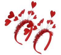 Ipetboom 2piezas Diadema Con Forma De Corazón Diademas De Lentejuelas Día De San Valentín Adornos De Cabeza Para Fiestas y Eventos De San Valentín Color Rojo