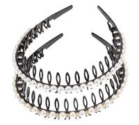 Ipetboom 2piezas Diadema con Horquilla de Perla Accesorio Cabello Antideslizante Diadema de Moda para Mujer y Niña para Boda Delicada con Cristal