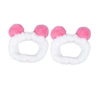 Ipetboom 2piezas Diadema Elástica De Mujer Orejas De Panda Para Maquillaje y Actividades Diseño Cómodo y Color Rojo
