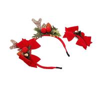 Ipetboom 2piezas Diadema Reno Navidad Roja y Broche Lazo Festivo Set Pinzas Pelo Navideñas Para Niñas y Mujeres Accesorios Ligero y Divertido Para Fiesta Decoración Temática Navidad