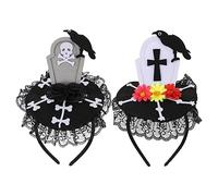Ipetboom 2piezas Diademas De Calavera y Cruz Para Halloween Accesorios Creativos Para Fiestas y Cosplay Decoración Ligera y Divertida