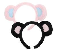 Ipetboom 2piezas Diademas De Oso Peluche Accesorio Para Fiestas y Spa Orejas De Oso Para Maquillaje