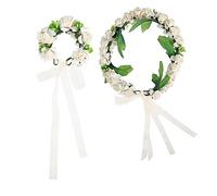 Ipetboom 2piezas Diademas y Pulseras De Flores Para Niñas Para Fiestas De Cumpleaños Accesorios De Fotografía Ajustables Fragancias Decoración Floral Realista