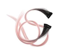 Ipetboom 2piezas Extensiones de Cabello Sintético Liso Rosa Degradada Clip para Mujeres y Niñas para Fiestas Rave y Cosplay
