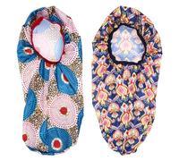 Ipetboom 2piezas Gorro De Dormir De Satén Banda Elástica Para Cuidado Del Cabello Set Para Pelo y Rizado Protección Nocturna Diseño y Puntos