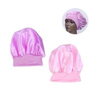Ipetboom 2piezas Gorros De Dormir De Satén Con Banda Elástica Ancha Para Mujeres y Niñas Rosa Gorro Quimioterapia Protección Del Cabello y Cómodo