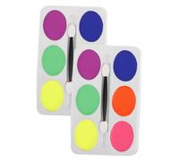 Ipetboom 2piezas Paleta De Pintura Facial De Colores Con Pinceles Para Maquillaje Teatral Pintura Corporal Base De Aceite Para Adultos Maquillaje De Carnaval y Fiesta