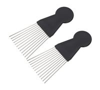 Ipetboom 2piezas Peine De Aguja De Acero Negro Peine Para Hombres y Afro Cabello De Púa Para Peluquería De Peluquería Para Diario