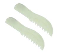 Ipetboom 2piezas Peine Guasha Cabello de Jade Xiuyan Peine de Masaje Multifuncional para Cabelludo Herramienta de Piedra para Masaje Facial y Cuerpo