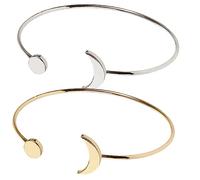 Ipetboom 2piezas Pulsera De Mujer De Moda Brazalete Plata Bisutería De Luna Para Muñecas Ajustable Decoración