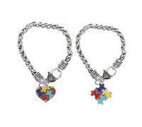 Ipetboom 2piezas Pulseras De Pulsera De Mano De Aleación De Zinc Con Encanto Rompecabezas Para Concienciación Sobre Autismo Diseño Delicado y Ligero Para Uso Diario y Fiestas