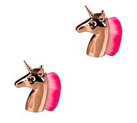 Ipetboom 2piezas Unicornio Diseño De Brocha De Maquillaje Para Polvo y Rubor Cepillo De Base Para Mujeres y Niñas Mango Dorado y Cerda Rosa Para Uso Diario y Profesional