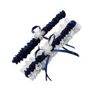 Ipetboom 3 Pares calcetines de de novia medias de correa nupcial boda novias ligas decorativas para calcetines medias ligas tirantes de lazo ligas de calcetín tela Azul