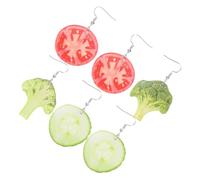 Ipetboom 3 Pares Pendientes de Verduras Colgantes Aretes de Joyería Femenina y Creativa y Únicos