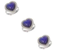 Ipetboom 3 Piezas Anillo Termocrómico Corazón Para Anillo De Emoción De Temperatura De Estado De Ánimo Que Cambia De Color De Emoción De Estado De Ánimo Azul Aleación