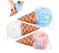Ipetboom 3 Piezas Bola de Baño de Helado Esponja de Lufa para Ducha Exfoliante de Baño para Esponja Vegetal
