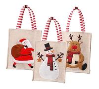 Ipetboom 3 Piezas Bolsas de Navideñas de Tela sin Tejer Bolsa de Favor de Fiesta de Navidad con Diseño de Papá Noel Muñeco para Decoración y Celebraciones Navideñas