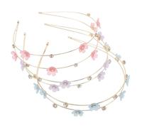 Ipetboom 3 piezas Diademas de Flores con Doble de Cristal para Mujer de Púrpura Rosa y Azul Accesorios Nupciales Brillantes para Bodas Fiestas y Uso Diario Ligeras y Cómodas