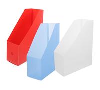 Ipetboom 3 piezas Revisteros Verticales Multiusos Frosted Transparente Azul y Rojo Organizadores de Archivos con Gran Capacidad para Libros y Papeles para Oficina y Hogar