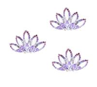 Ipetboom 3 Piezas tocado de diamantes peine de tiara tocado de novia Peine de inserción de novia chica Accesorios para el cabello anillo de pelo sombrerería De las mujeres Púrpura