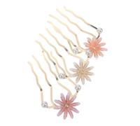 Ipetboom 3 Piezas U-shaped Chinese Style Hairpins Vintage Metal Flower Hair Sticks Women Bun Maker Hair Accessories For Wedding And Daily Use