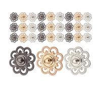 Ipetboom 30 piezas Botones Metálicos para Coser Diseño Flor Hueca Kit Cierres Decorativos para Ropa Camisas Faldas Vestidos Abrigos Colores Plata