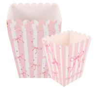 Ipetboom 30 Piezas Caja de Rayadas con Lazo Rosa Unidades Bolsas de Papel para Snacks Dulces y Aperitivos para Shower Fiestas y Noches de Película