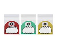 Ipetboom 300piezas Bolsas Autoadhesivas Para Galletas Rojas Amarillas Verdes Con Diseño De Monstruos Para Fiestas Regalos y Embalaje Seguro De Dulces y Snacks
