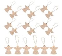 Ipetboom 36 Adornos Navideños de Madera sin Pintar para Colgar Figuras de Ángeles Blancos para Manualidades Rodajas de Madera Natural Pack de 6 Unidades Decoración DIY para Navidad