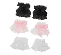 Ipetboom 3pares Guantes Lolita Mangas de Encaje Lazo para Manicura Puños Volantes Desmontables Accesorios de Muñeca para Mujer Decorativos para Fotos de Uñas