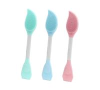 Ipetboom 3piezas Cepillos De Silicona Para Aplicar Faciales Herramienta De Belleza Para Cuidado Piel Diseño De Doble Cabeza Fácil De Limpiar y Reutilizar Colores Aleatorios