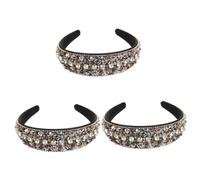 Ipetboom 3piezas Diadema De Lujo Pedrería y Diseño Elegante Turquesa Diadema Ancha Para Mujeres Accesorio De Moda Brillante y Cómodo Para Fiestas y Uso Diario