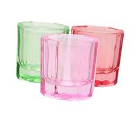 Ipetboom 3piezas Taza De Vidrio Octagonal Para Polvo Recipiente Dappen Para Manicura y Arte De Uñas Transparente Para Mezcla De Líquidos