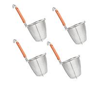 Ipetboom 4 Piezas Cesta Coladora de Fideos Inoxidable con Mango de Madera para Filtrar Pasta y Comida